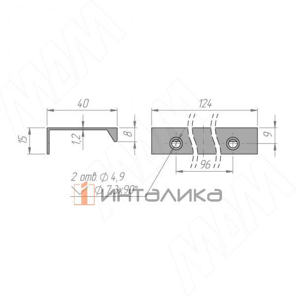 Профиль-ручка 96мм (L=124мм) крепление саморезами белый матовый – 3