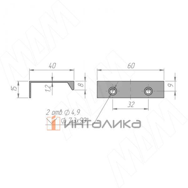 Профиль-ручка 32мм (L=60мм) крепление саморезами белый матовый – 3