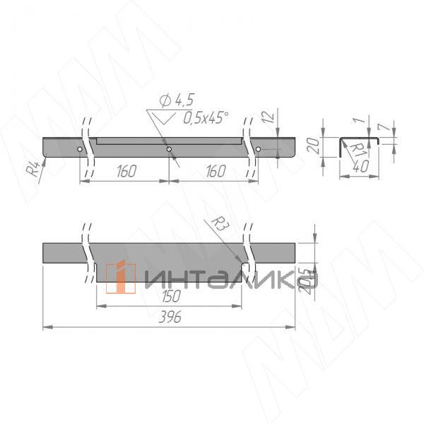 Профиль-ручка 396мм крепление саморезами алюминий матовый – 3