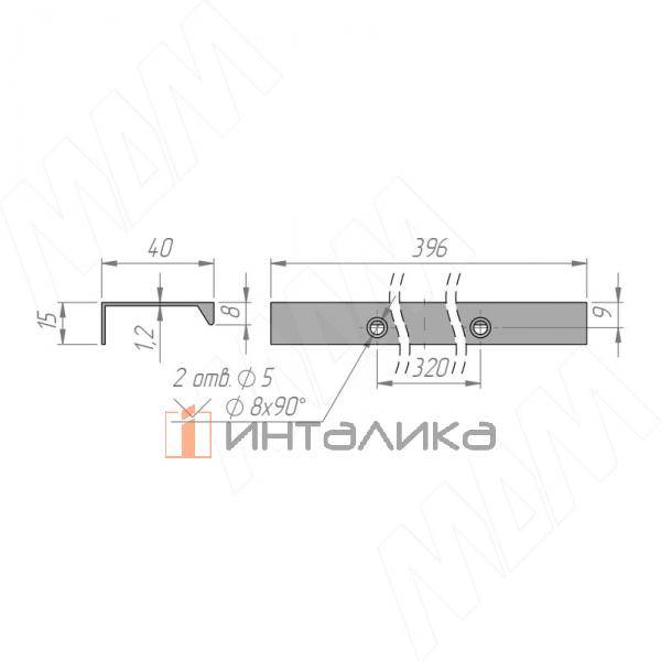 Профиль-ручка 396мм крепление саморезами графит – 2
