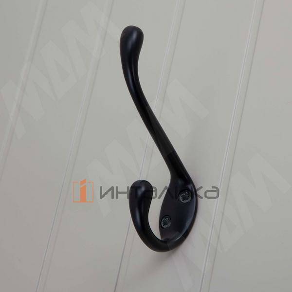 Крючок двухрожковый L-большой, черный матовый – 2