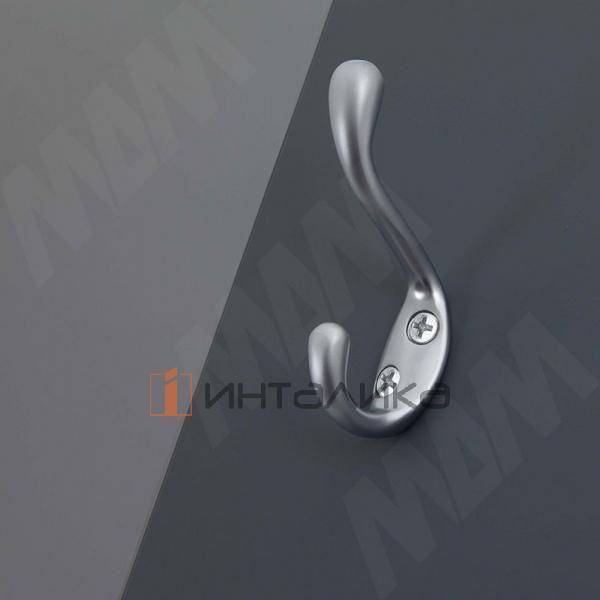 Крючок двухрожковый S-малый, хром матовый – 2