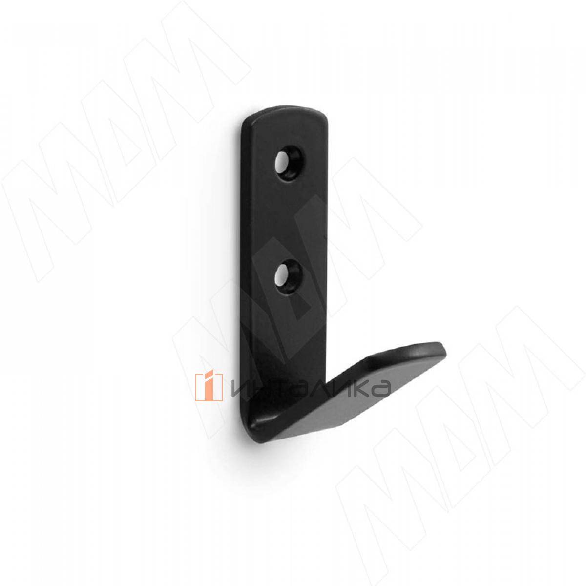 Крючок однорожковый черный матовый