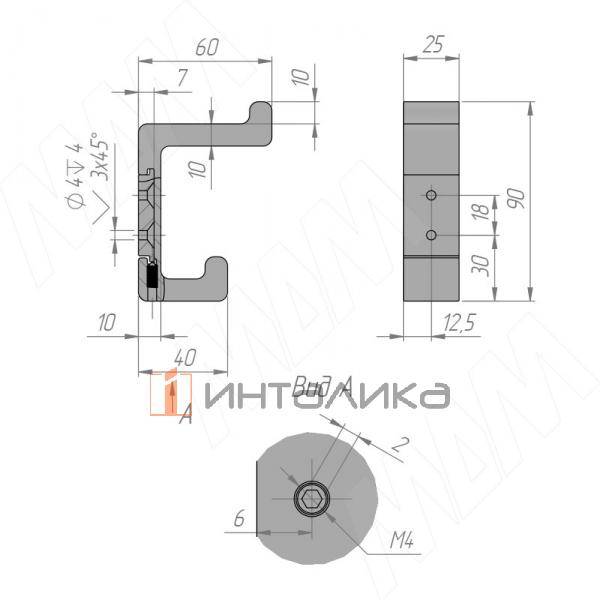 Крючок двухрожковый черный матовый – 4