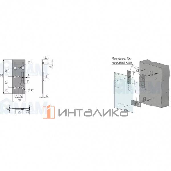 Пластина для крепления зеркал, 1 шт – 2