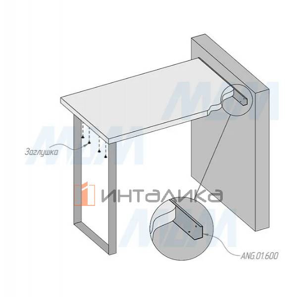 Дижон опора для стола П-образная, 50х10, 445х1040 (+10 мм), черный (RAL 9005, муар) – 8