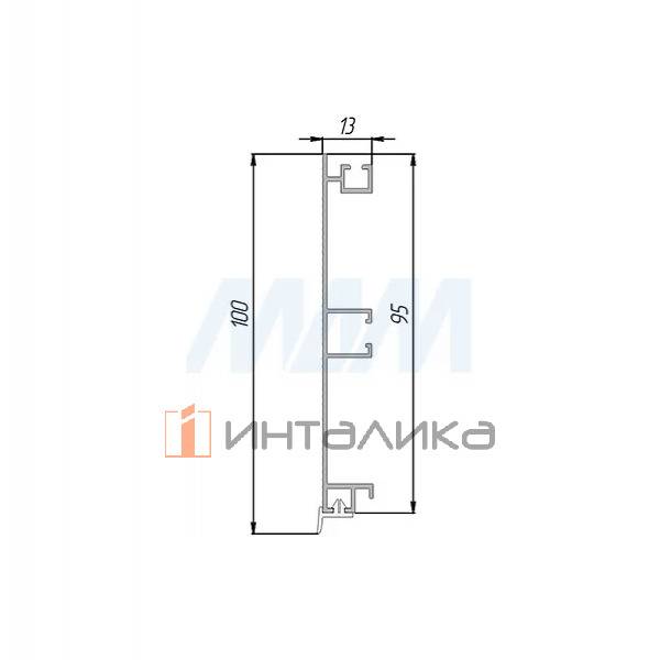 Цоколь алюминиевый (высота 100, длина 4000 мм), алюминий матовый рифленый (30.400.MR.00) – 2