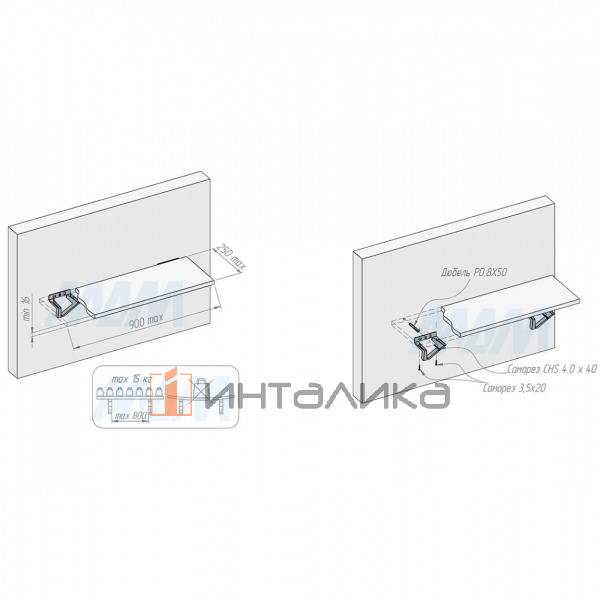 LA FISSA Менсолодержатель для деревянных полок, черный матовый (LAFISSA.7105.1917) – 5