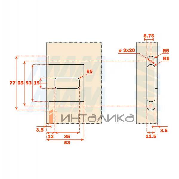 Комплект адаптеров для петли Conecta, врезной, титан – 3