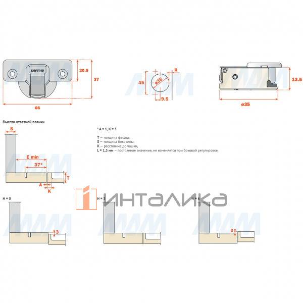 SILENTIA+ петля с доводчиком (амортизатором) прямая (180/110) 45мм – 3