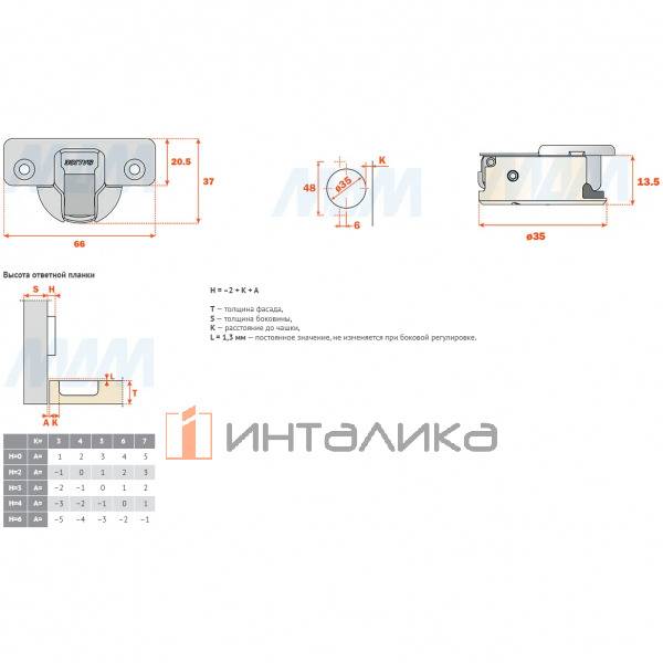 SILENTIA+ петля с доводчиком (амортизатором) вкладная (90/110), стандартная – 7