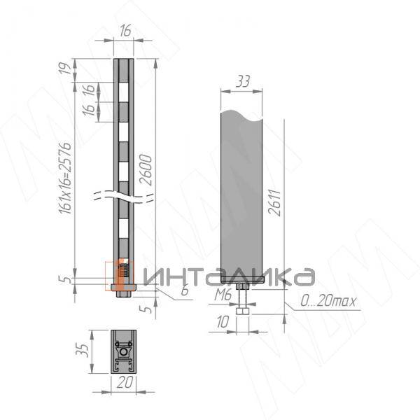 VERTIKO Несущий видимый профиль, графит (краска), L-2650 мм – 3