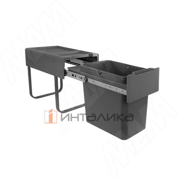 EASYBOX F30 Корзина встраиваемая для мусора выдвижная с доводчиком и крышкой-полкой, объём 22 (1x22) л, цвет тёмно-серый – 2