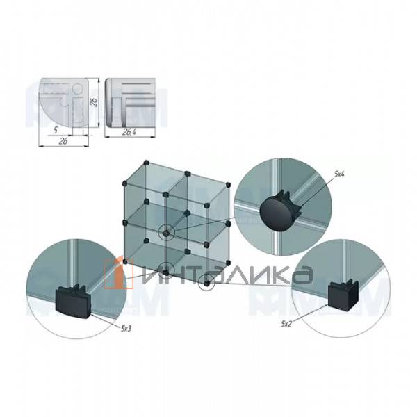 Крестовина для 2 стекол, 5 мм – 3