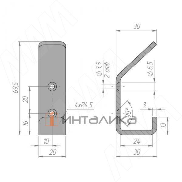 LANFORD Крючок двухрожковый белый матовый – 3