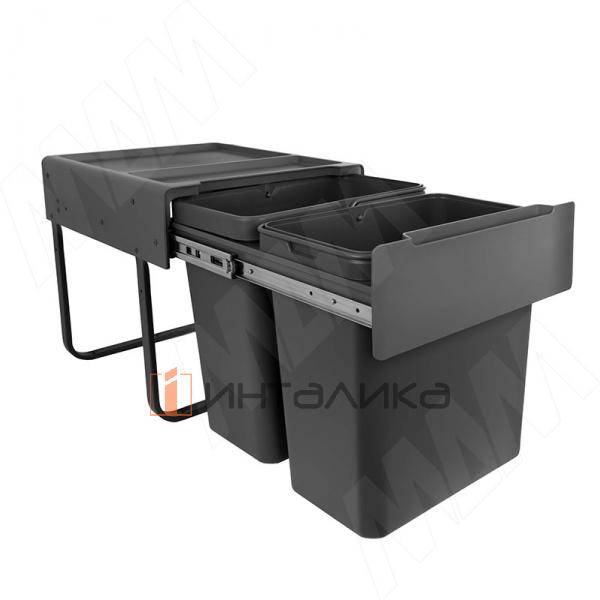 EASYBOX F45 Корзина встраиваемая для мусора выдвижная с доводчиком и крышкой-полкой, объём 50 (2x25) – 2