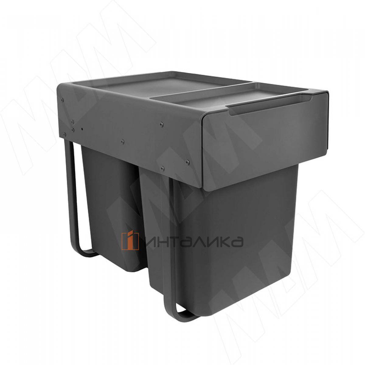 EASYBOX F40 Корзина встраиваемая для мусора выдвижная с доводчиком и крышкой-полкой, объём 40 (2x20)