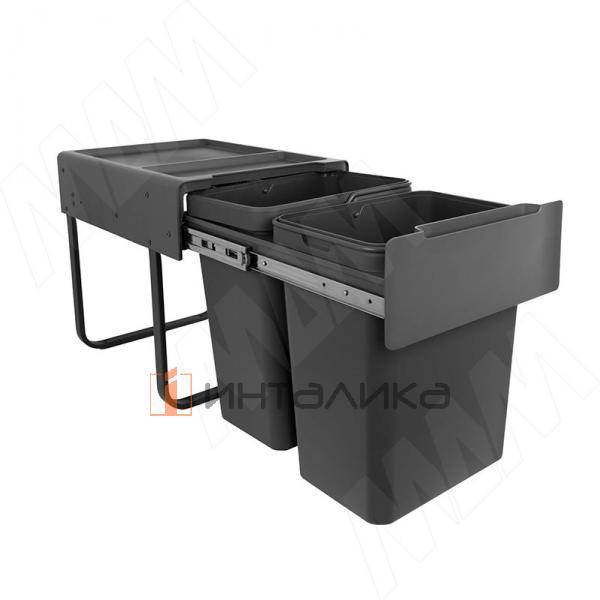 EASYBOX F40 Корзина встраиваемая для мусора выдвижная с доводчиком и крышкой-полкой, объём 40 (2x20) – 2