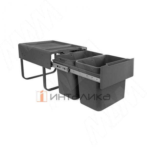 EASYBOX F40 Корзина встраиваемая для мусора выдвижная с доводчиком и крышкой-полкой, объём 30 (2x15) – 2