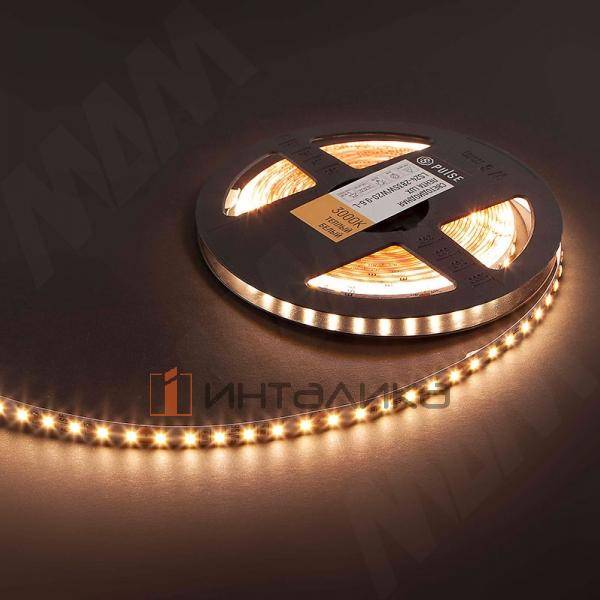 LUX Светодиодная лента 2835/120, 24V, 50 м, CRI 90, теплый белый 3000К, IP20, 9.6W/1м – 5