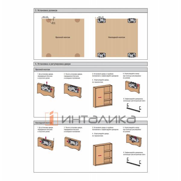 Набор FORTE на 3 двери, врезной монтаж, L3000, T16, TB400-1200, H2500, G50 – 5