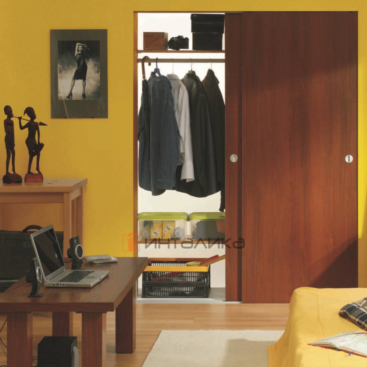 Набор ЮНИСЛАЙД для 2 дверей, двойная направляющая, L3000, T16-22, G60, золото