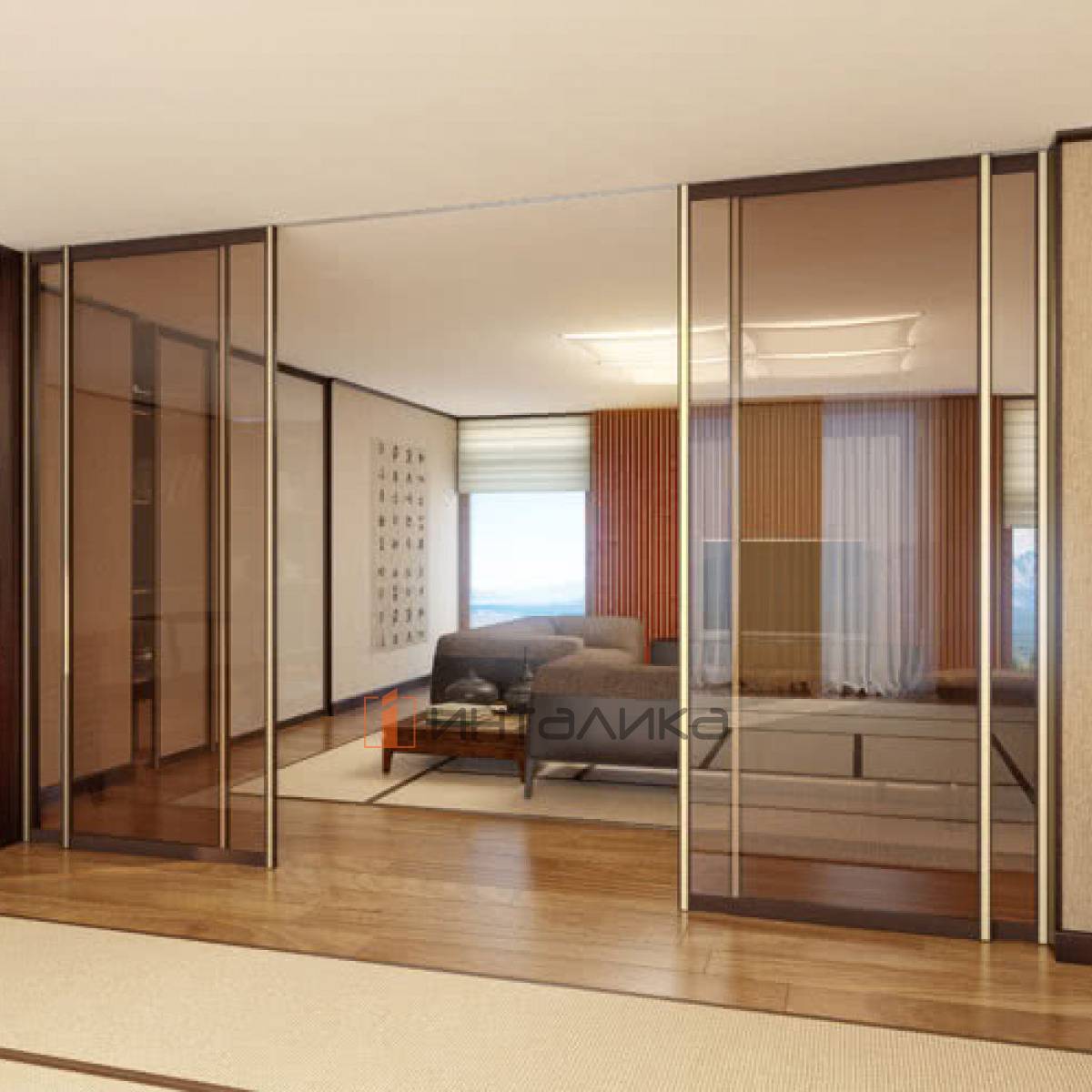 Набор INTEGRO FLY для 2 дверей, T8-10, G100, L3000, крепление к стене, металлик