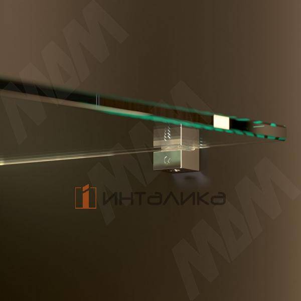 KRISTAL Полкодержатель для стеклянных полок толщиной 5-6 мм, со штоком, никель – 2