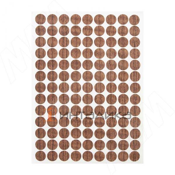 Заглушка самоклеящаяся, D13 мм, дуб Крафт табачный, с текстурой дерева (Kr K004), 117 шт. – 2