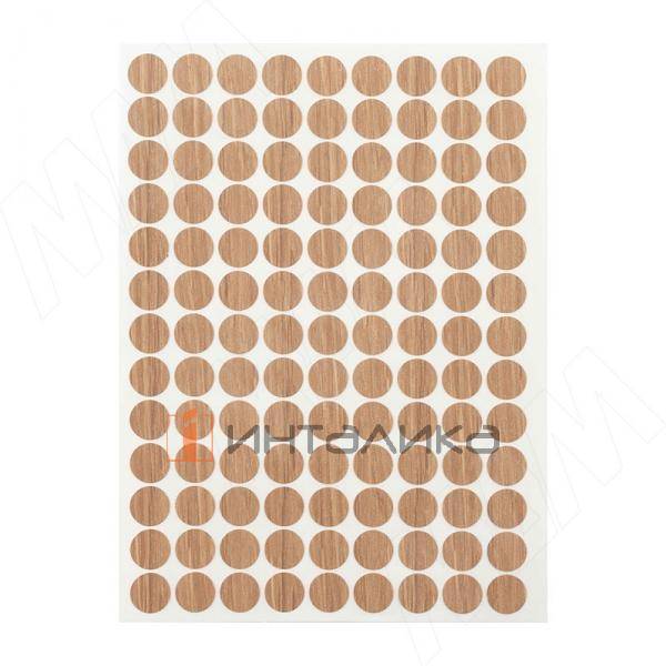 Заглушка самоклеящаяся, D13 мм, гикори Рокфорд натуральный, с текстурой дерева (Kr K086), 117 шт. – 2