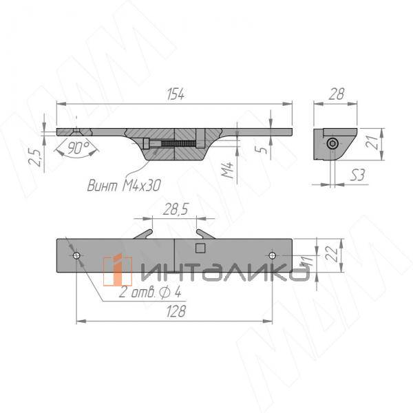 SLIM полкодержатель универсальный для стеклянных и деревянных полок, компл. на 1 полку, серебро – 2