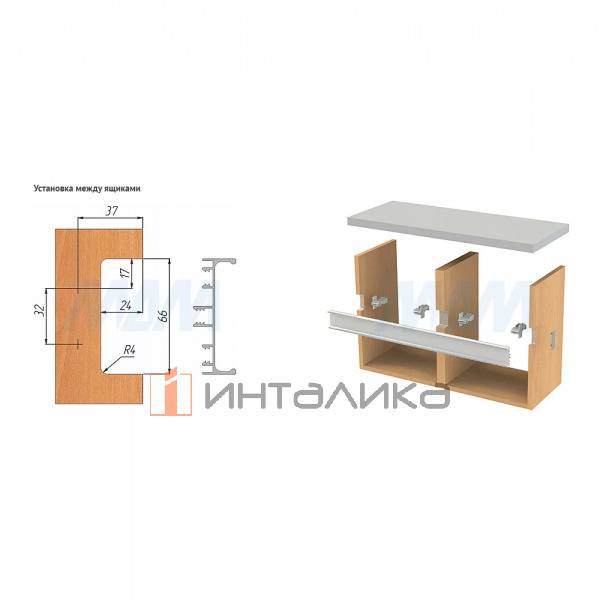 GOLATIME Универсальная профиль-ручка для среднего ящика, белый матовый (краска RAL9016), L-4200 – 4