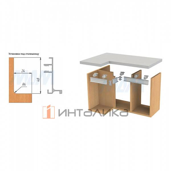GOLATIME Универсальная профиль-ручка под столешницу, белый матовый (краска RAL9016), L-4200 – 4