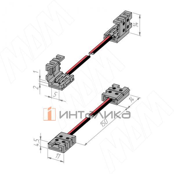 STANDART Провод с коннекторами для светодиодной ленты 5мм, L=150мм, 36В, 5A, IP20 – 3