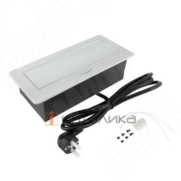 Выдвижной блок розеток, 265*118 мм, 2 розетки, 1 USB type-A, 1 USB type-C, серебро – 2