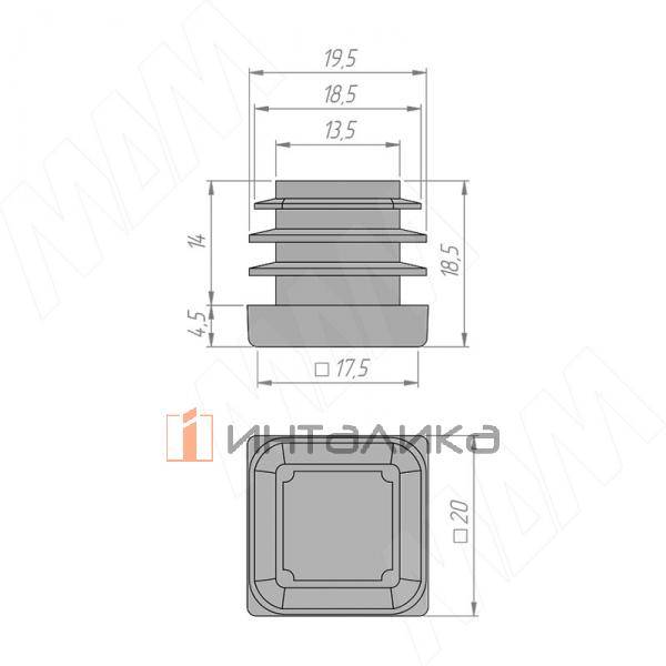 Заглушка /подпятник для квадратной трубы 20х20 мм, черный – 3