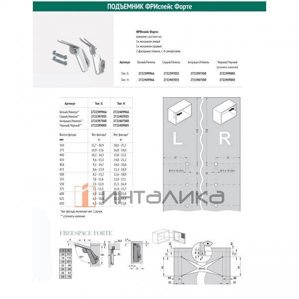 Силовые механизмы с рычагами KESSEBOHMER FreeSpace, тип G, серый – 4