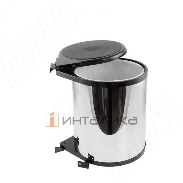 TWIST  Ведро для мусора подвесное 14л с крышкой, с крепежом, цвет черный, нерж.сталь – 2