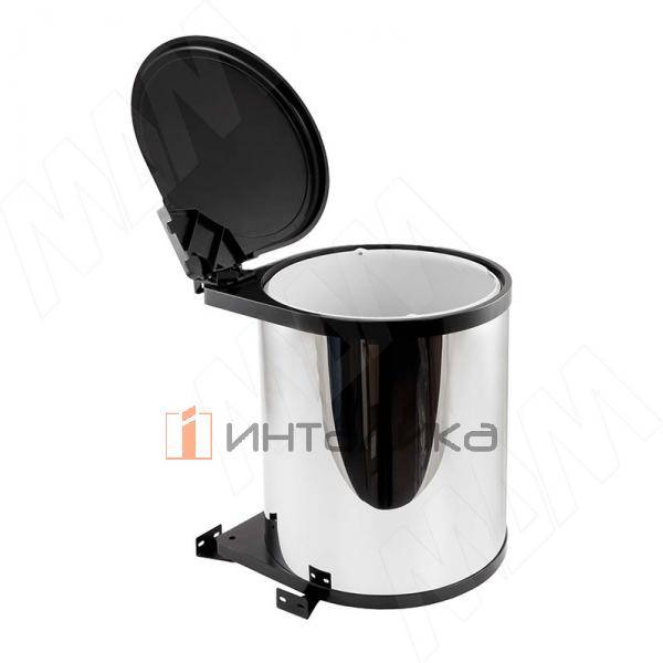 TWIST  Ведро для мусора подвесное 14л с крышкой, с крепежом, цвет черный, нерж.сталь – 3