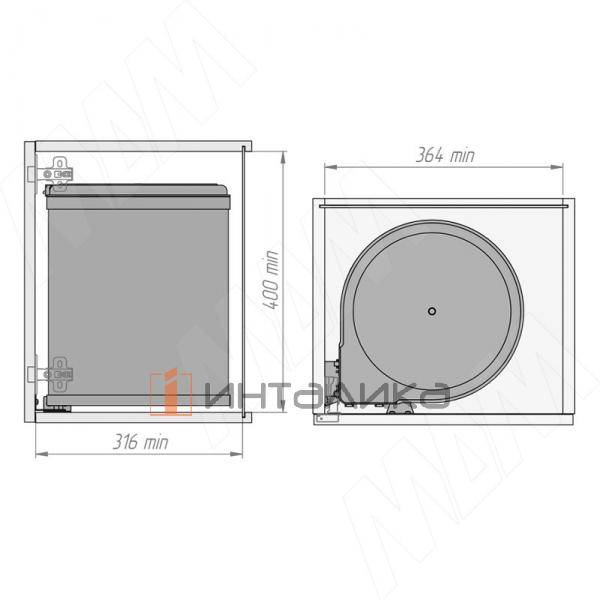 TWIST  Ведро для мусора подвесное 14л с крышкой, с крепежом, цвет черный, нерж.сталь – 5