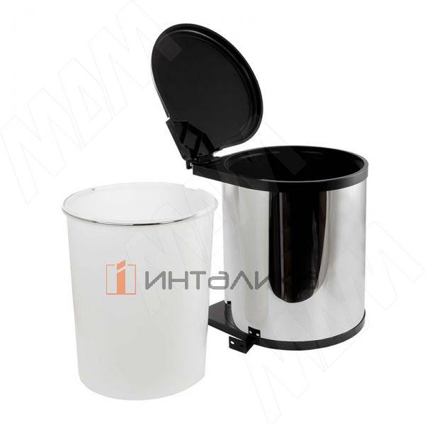 TWIST  Ведро для мусора подвесное 14л с крышкой, с крепежом, цвет черный, нерж.сталь – 4