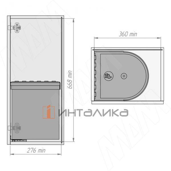 TWIST  Ведро для мусора подвесное 12л с крышкой, с крепежом, цвет белый – 4