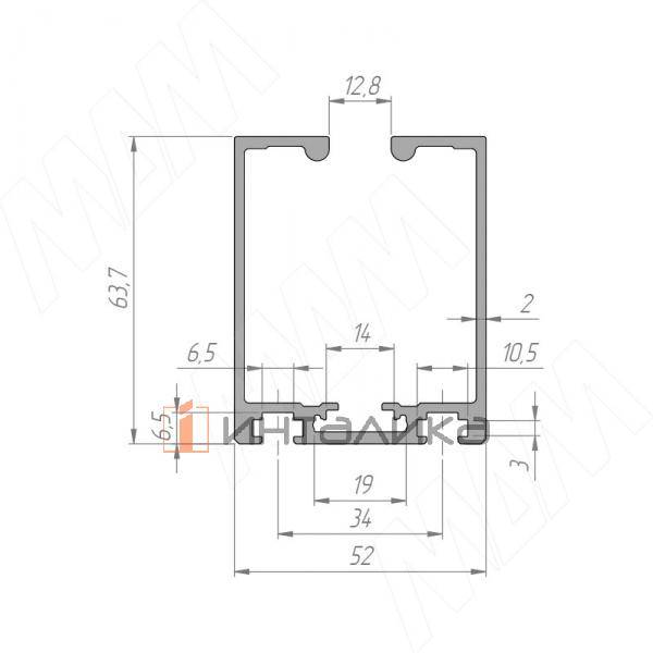 PS65 Направляющая одинарная верхняя, черный, L-2000 – 4