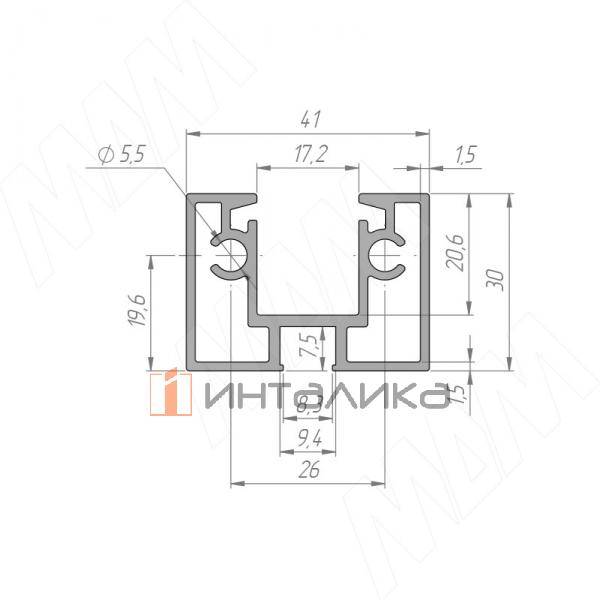 PS65 Горизонтальный профиль верх/низ, черный, L-6000 – 4