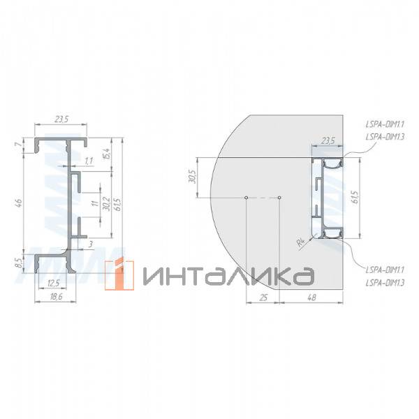 GOLIGHT Универсальная профиль-ручка под столешницу, под светодиодную ленту, алюминий матовый (анод), L-4200мм – 3