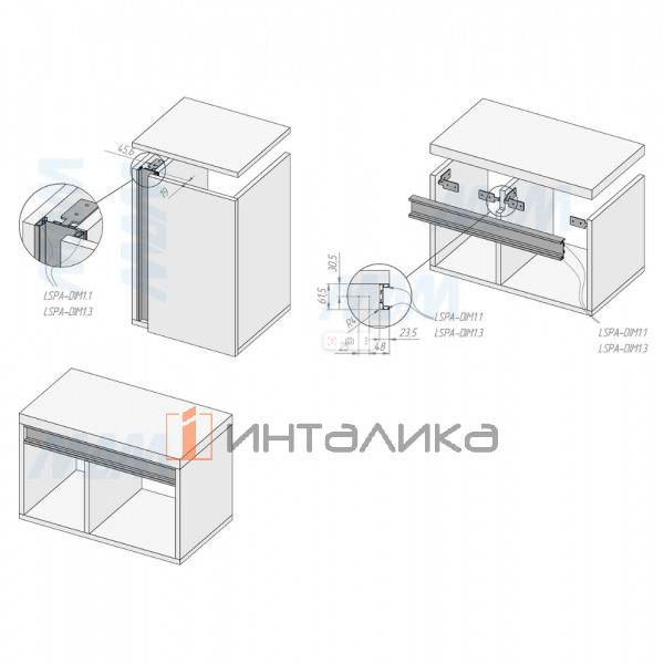 GOLIGHT Универсальная профиль-ручка под столешницу, под светодиодную ленту, алюминий матовый (анод), L-4200мм – 4