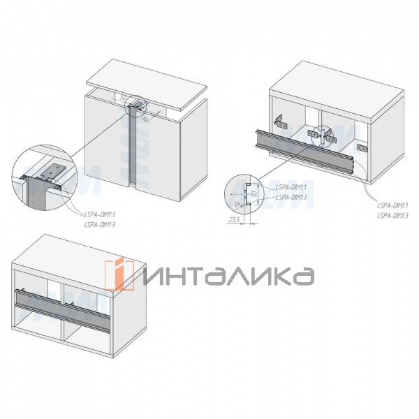 GOLIGHT Универсальная профиль-ручка для среднего ящика, под светодиодную ленту, черный матовый (анод), L-4200мм – 4