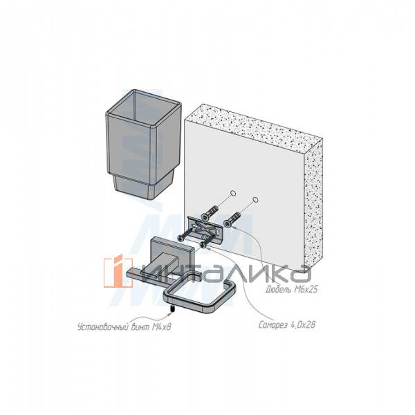 BLADE Держатель настенный с стаканом для зубных щеток, черный матовый, стекло матовое – 3
