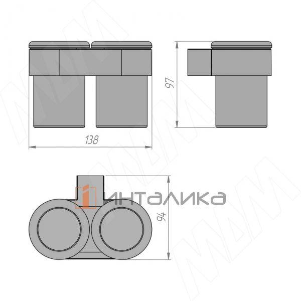 TOP Держатель настенный двойной с двумя стаканами для зубных щеток, черный матовый, стекло матовое – 2