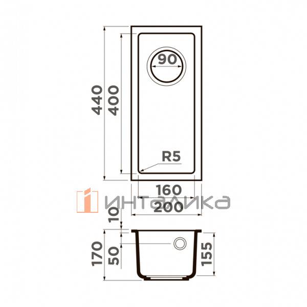 Мойка Omoikiri BOSEN 20-U Tetogranit, 300, под столешницу, темный шоколад – 2